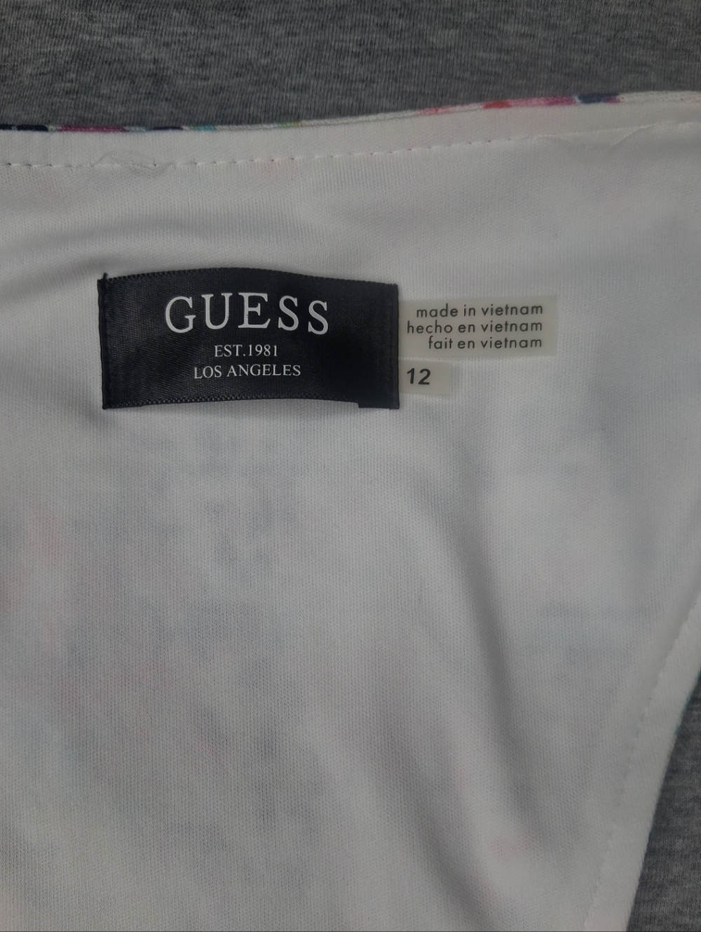 Guess Cocktail Dress Multicolor Sleeveless Smocked Sides Gold Zip Detail Size 12 - Picture 4 of 16
